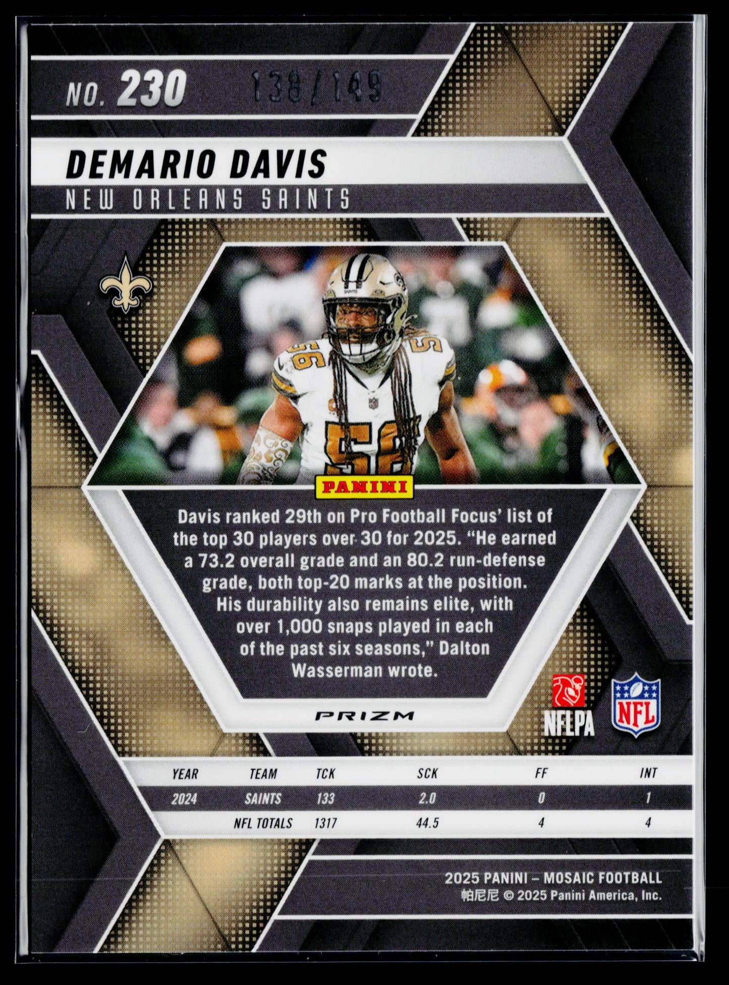 2025 Panini Mosaic Demario Davis Silver Knight #/149 #230