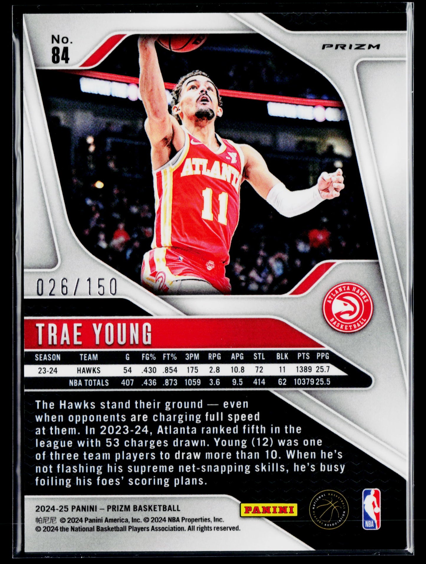 2024-25 Panini Prizm Trae Young Prizms Fast Break Blue #/150 #84