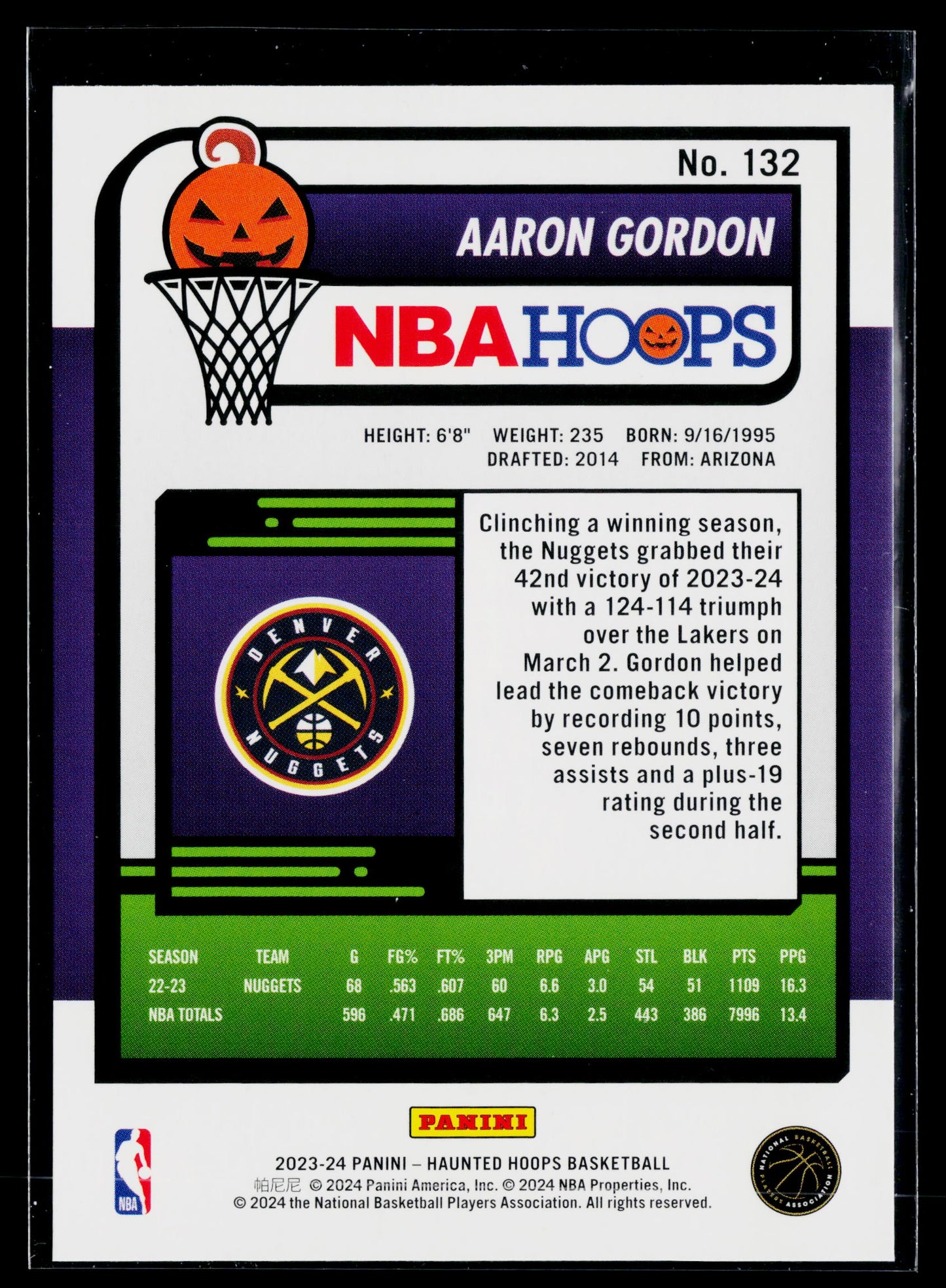 2023-24 Hoops Haunted Hoops - Holo Webs Aaron Gordon #132
