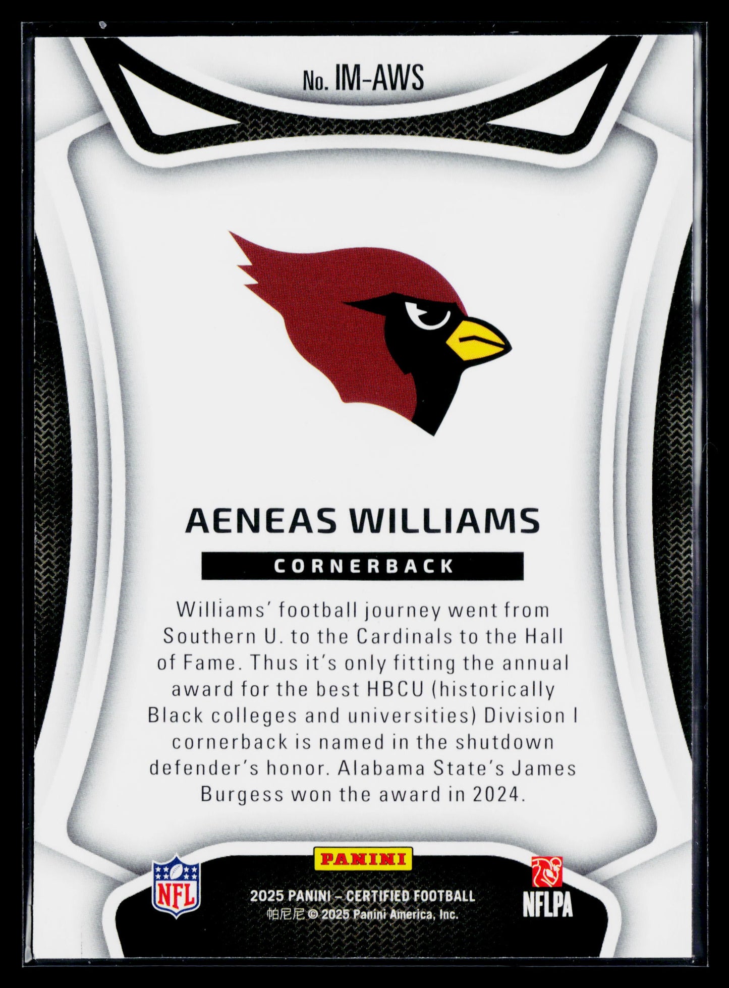2025 Panini Certified Aeneas Williams Immortals Mirror Purple #/299 #IM-AWS