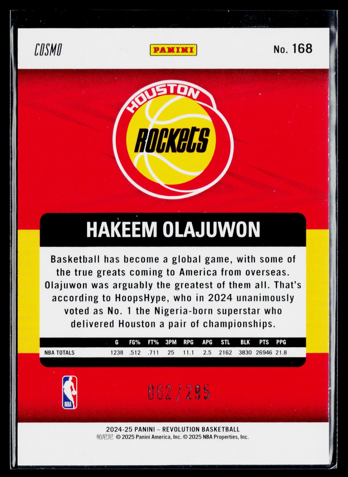 2024-25 Panini Revolution Hakeem Olajuwon Legends Cosmo #/295 #168