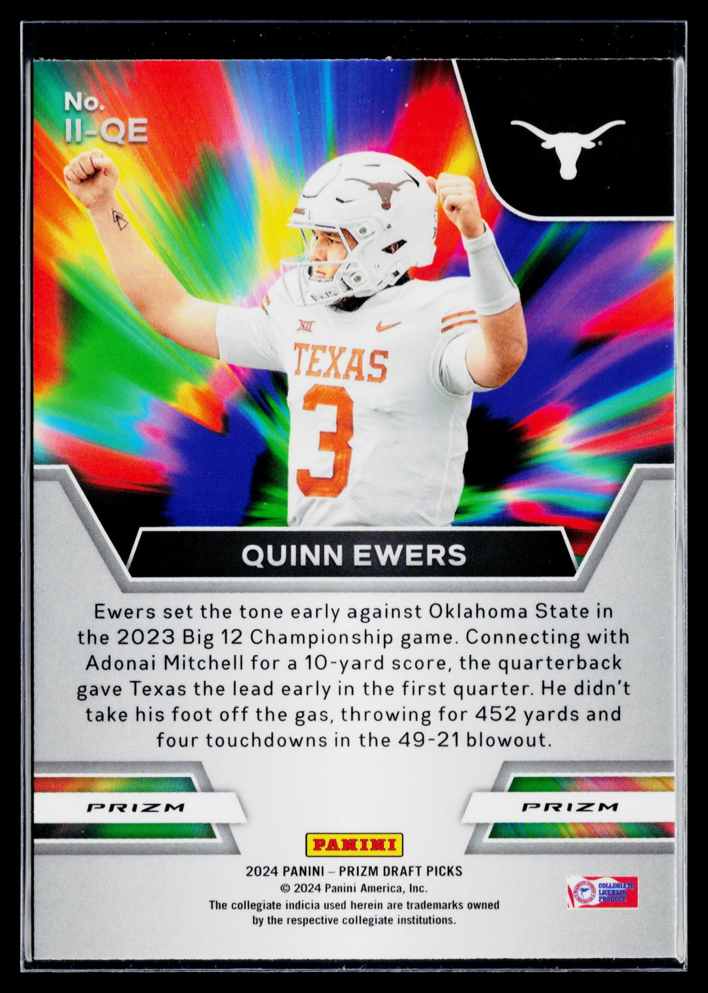 2024 Panini Prizm Draft Picks Quinn Ewers Instant Impact Red Ice #II-QE