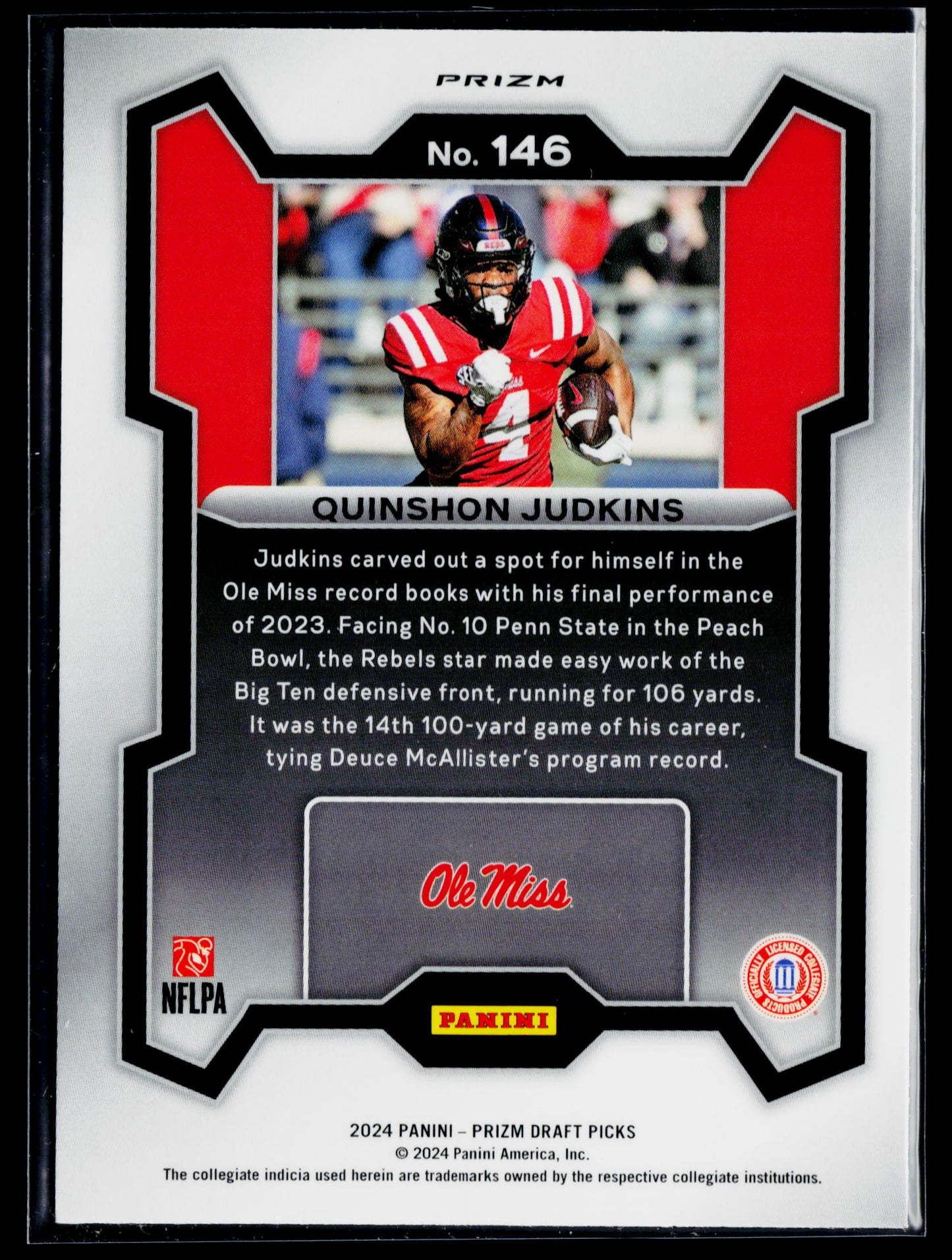 2024 Panini Prizm Draft Picks Quinshon Judkins Red Ice #146