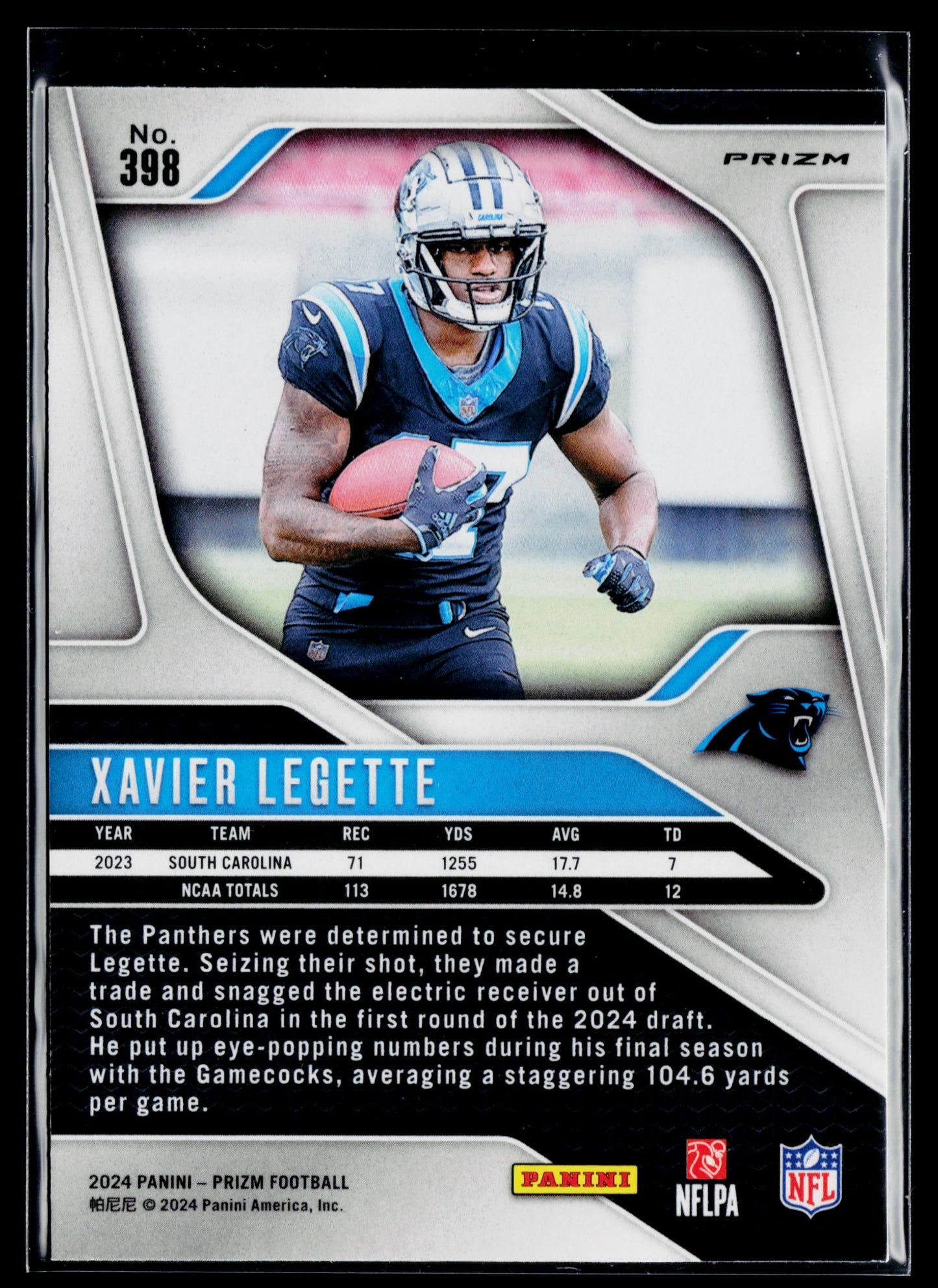 2024 Panini Prizm Xavier Legette Rookie Lazer #398