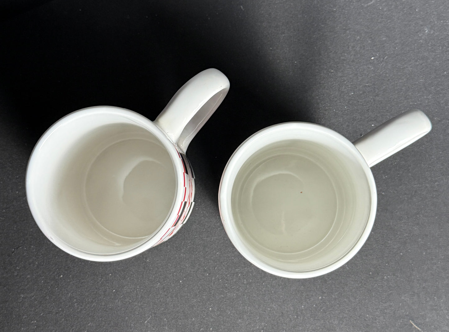 Coca-Cola Checkered Coffee Mugs Marketed by Gibson USA 2002 Red White Black