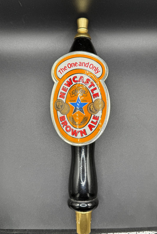 Vintage Newcastle Brown Ale 11" Black Spindle Draft Beer Tap Handle
