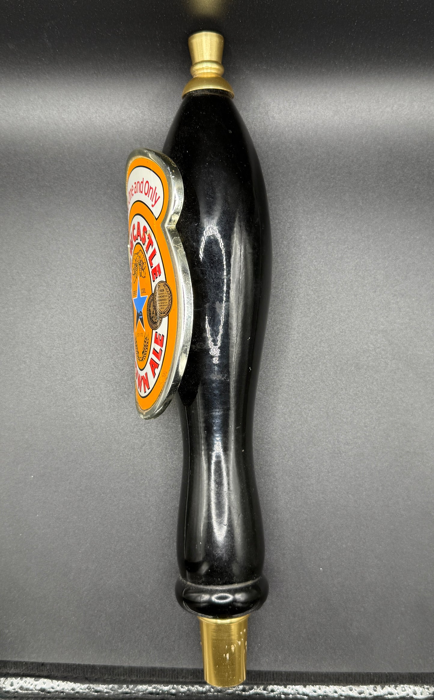 Vintage Newcastle Brown Ale 11" Black Spindle Draft Beer Tap Handle