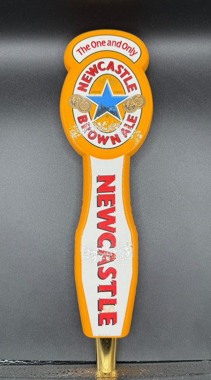 Yellow Newcastle Brown Ale 11 3/8" Wood Draft Beer Tap Handle