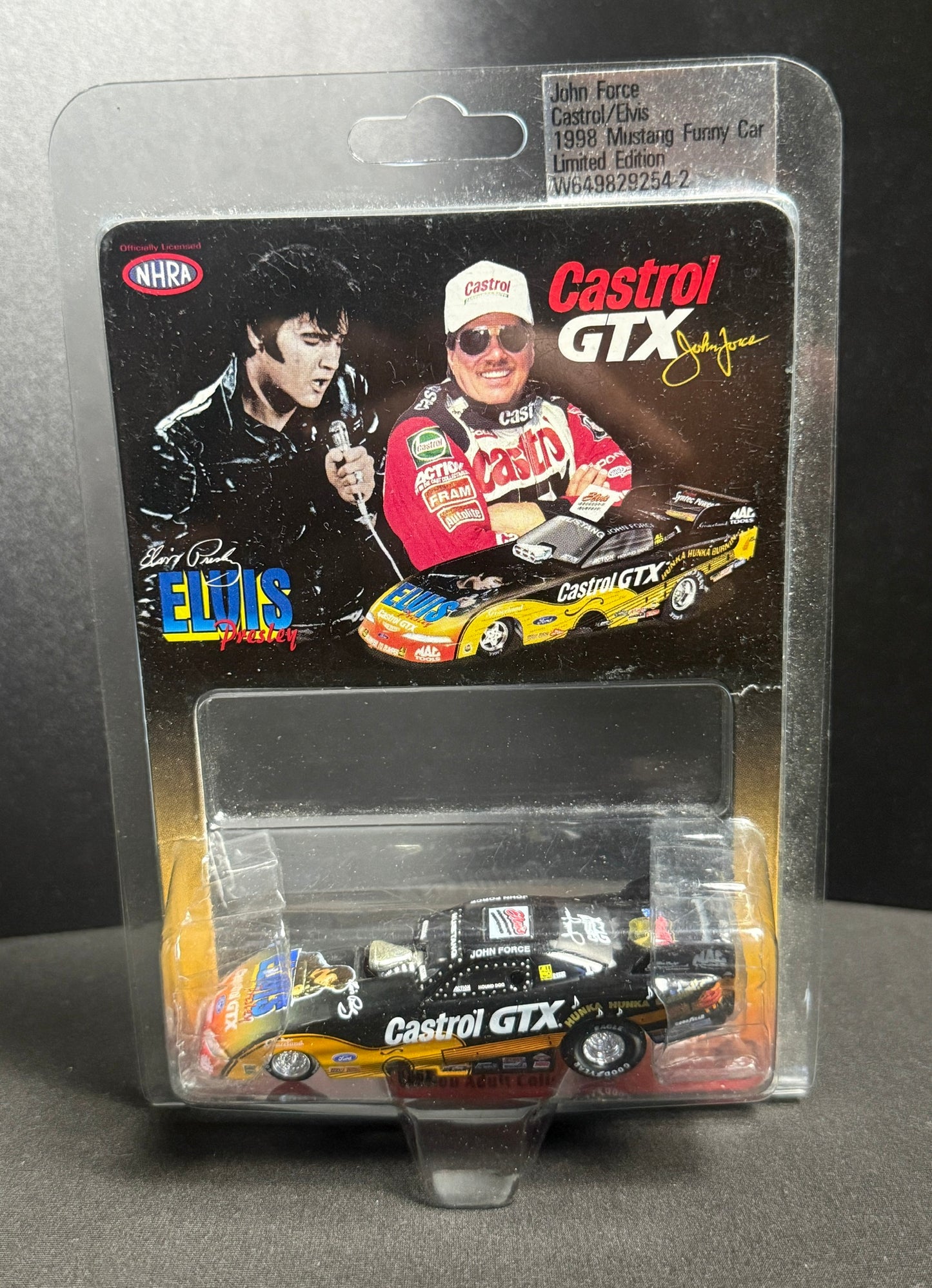 NHRA John Force Autographed 1998 Elvis Presley Castrol GTX 1:64 Funny Car