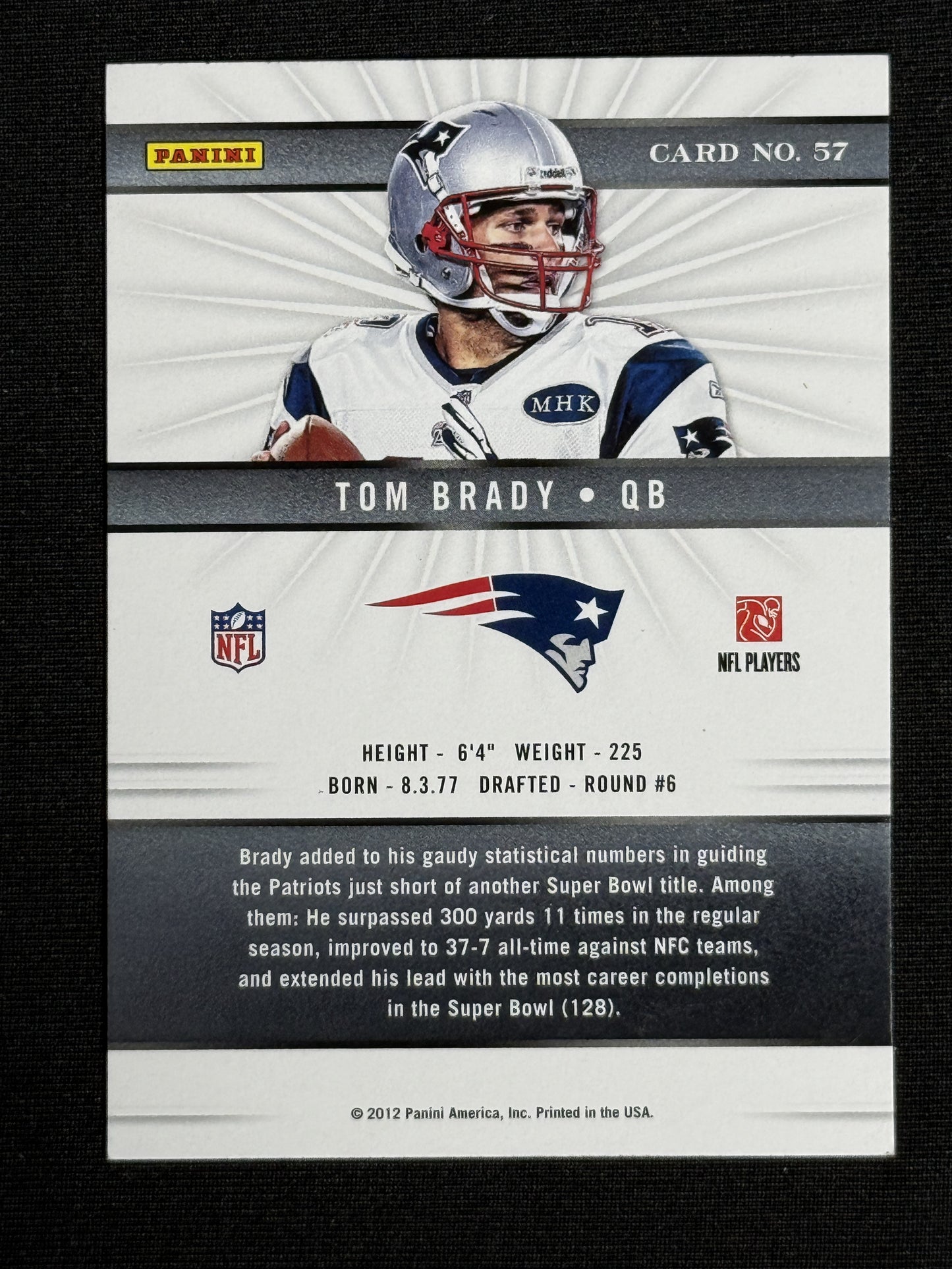 2012 Panini Elite Tom Brady #57