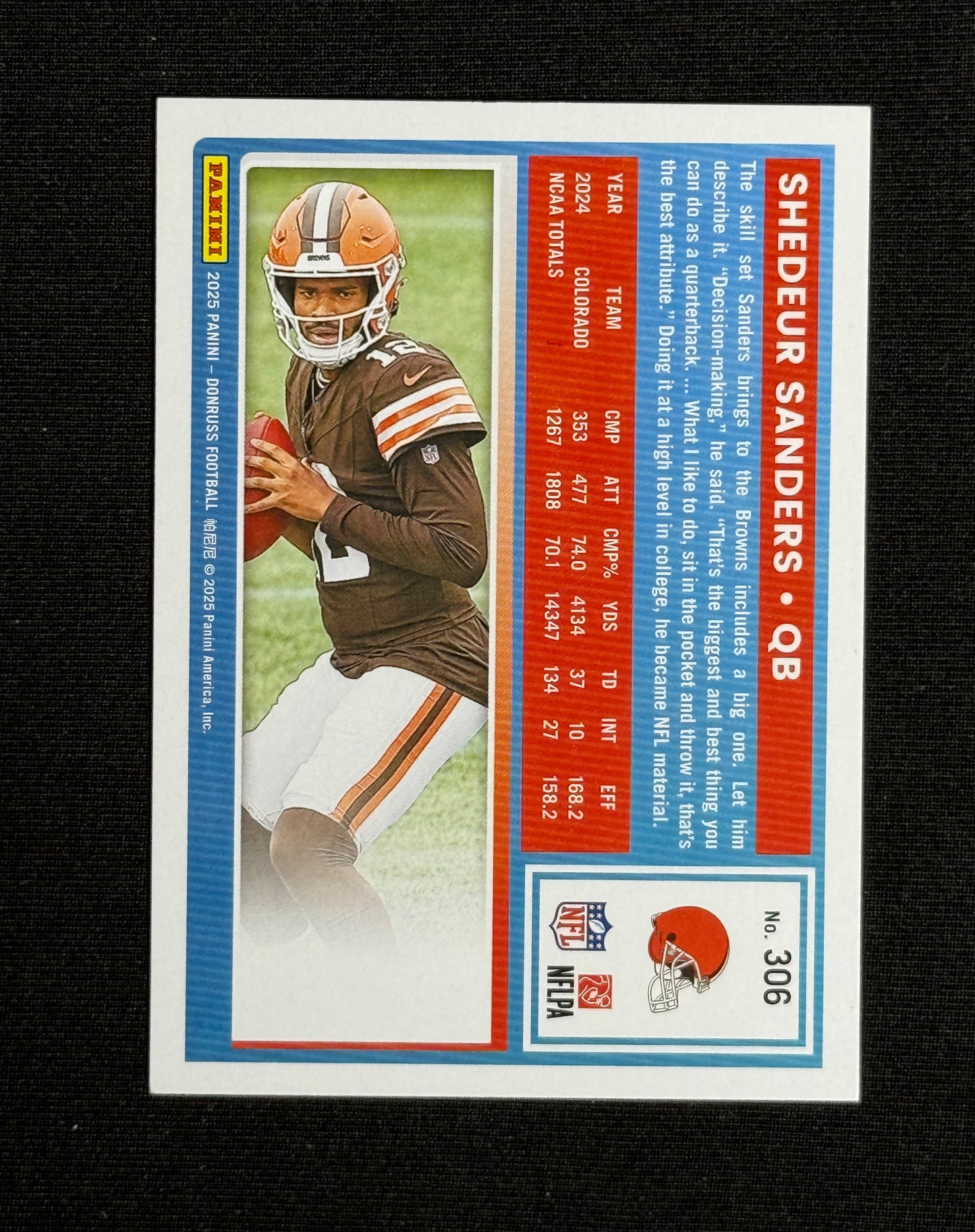 2025 Donruss Shedeur Sanders Rookie #306