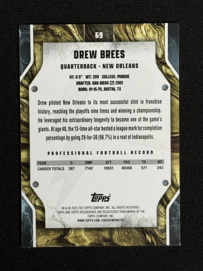 2024 Topps Resurgence Drew Brees Sky Blue & Pink Shock #69