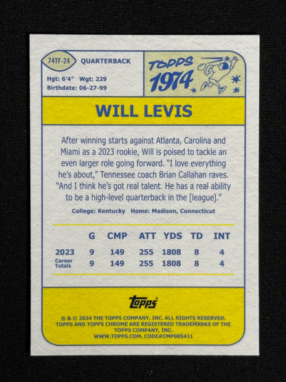 2024 Topps Chrome Will Levis 1974 Topps Football X-Fractor #74TF-24