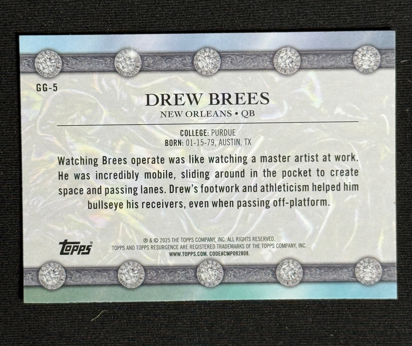 2024 Topps Resurgence - Glimmer and Gleam Drew Brees #GG-5