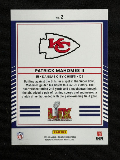 2025 Donruss Patrick Mahomes II Road to the Super Bowl Conf. Championship #2
