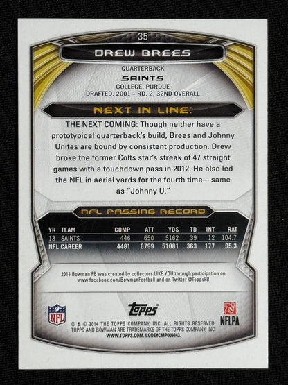 2014 Bowman Drew Brees Silver Ice Refractor #35