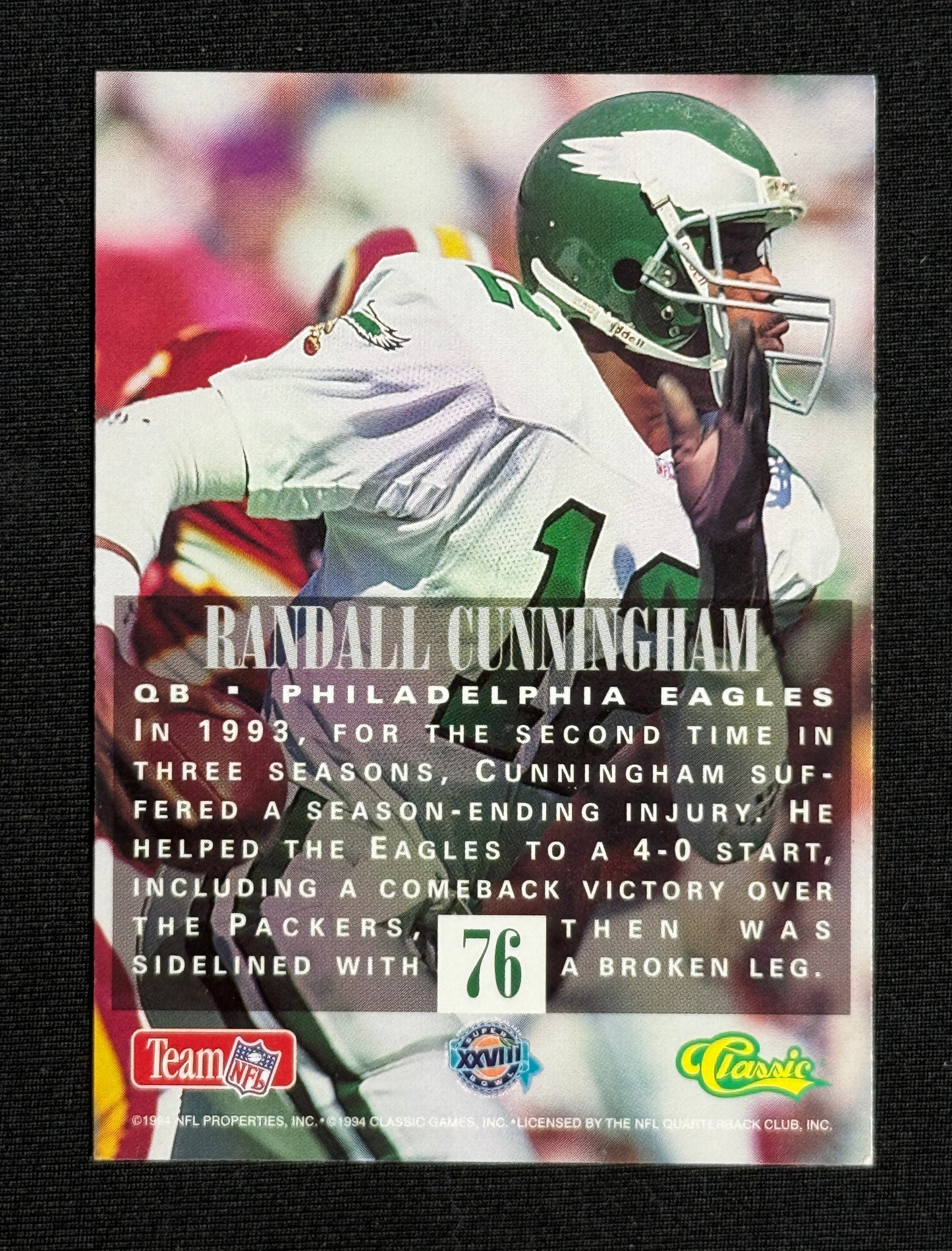 1994 Classic NFL Experience Randall Cunningham #76