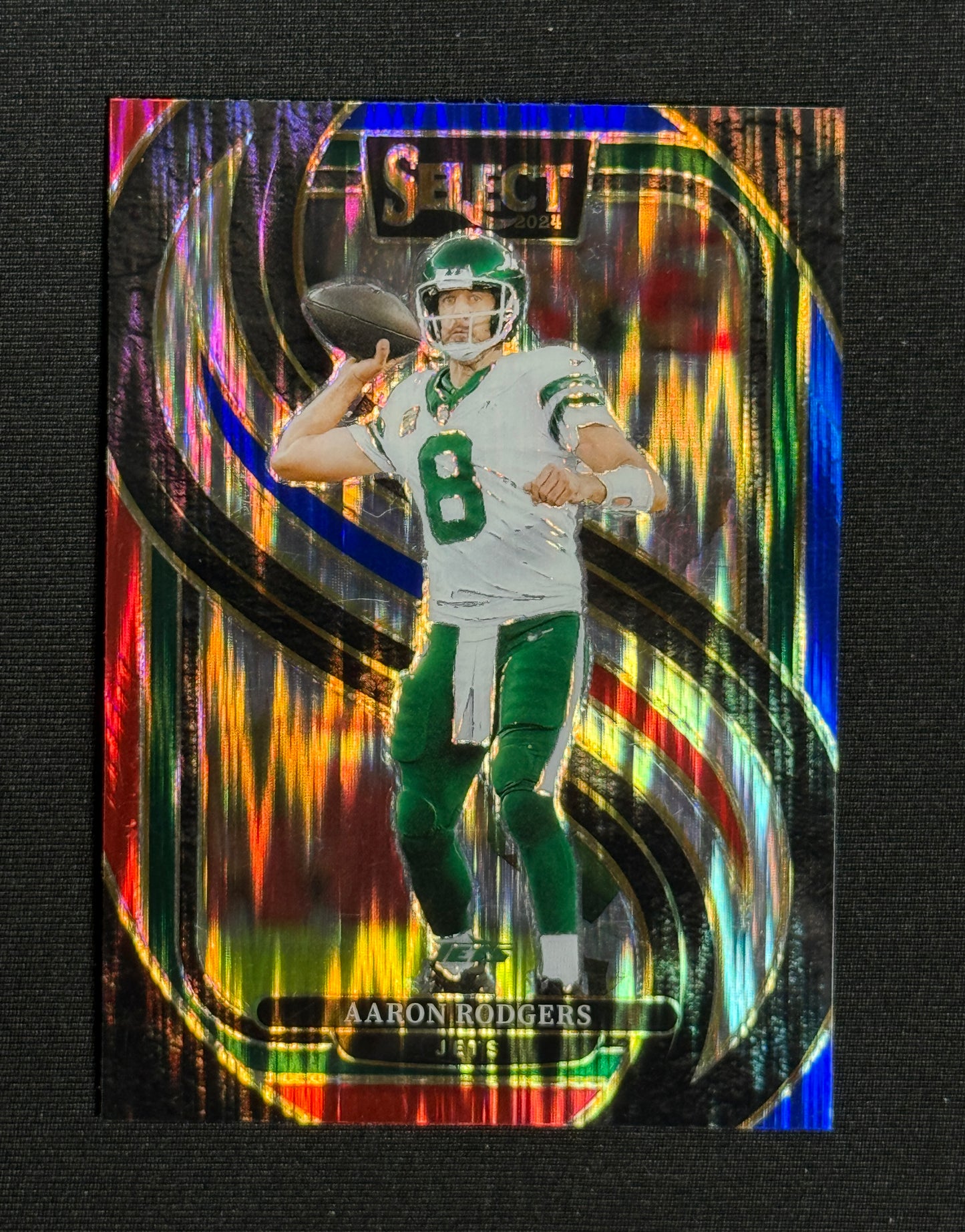 2024 Panini Select Aaron Rodgers Red & Blue Prizm Shock #126