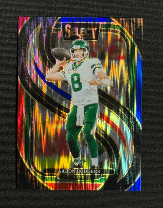 2024 Panini Select Aaron Rodgers Red & Blue Prizm Shock #126
