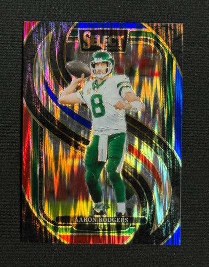 2024 Panini Select Aaron Rodgers Red & Blue Prizm Shock #126