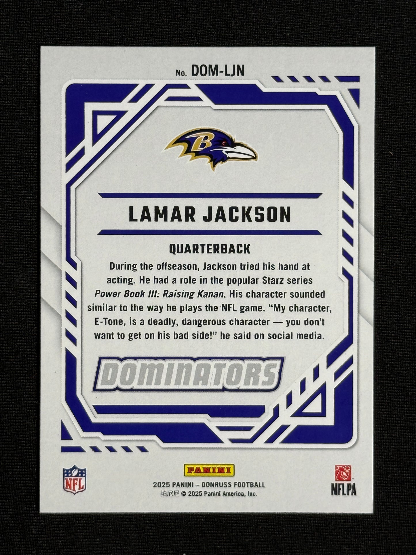 2025 Donruss Lamar Jackson Dominators #DOM-LJN