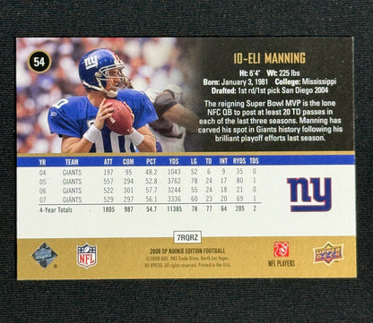 2008 SP Rookie Edition Eli Manning #54