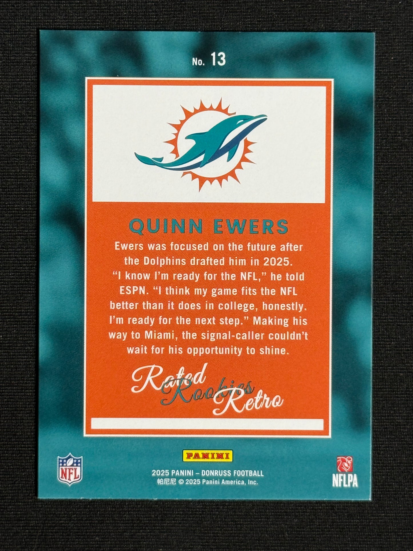 2025 Donruss Quinn Ewers Rated Rookies Retro #13
