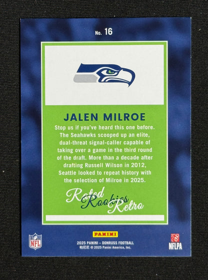 2025 Donruss Jalen Milroe Rookie Rated Rookies Retro #16