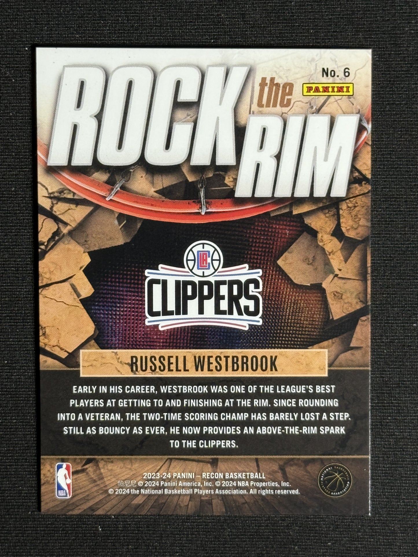 2023-24 Panini Recon Russell Westbrook Rock the Rim #6