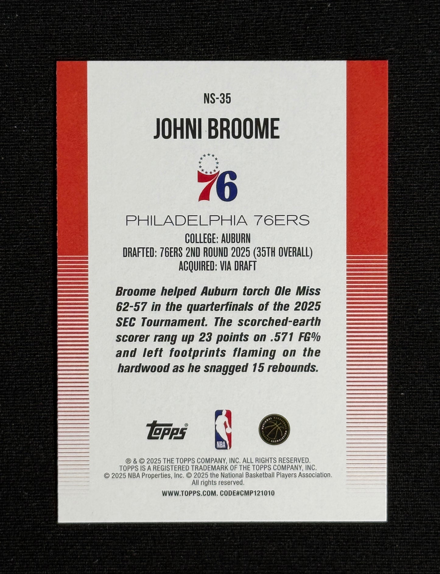 2025-26 Topps Johni Broome New School #NS-35
