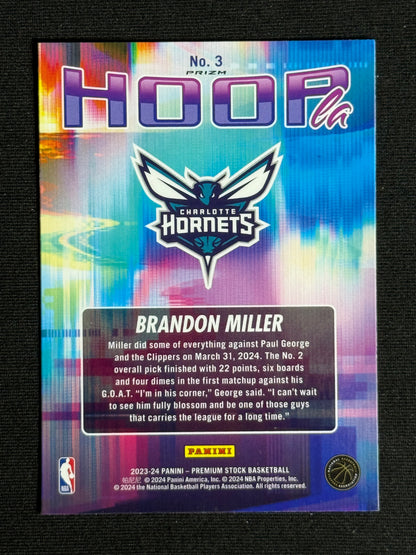 2023-24 Hoops Premium Stock Brandon Miller Silver Hoopla #3