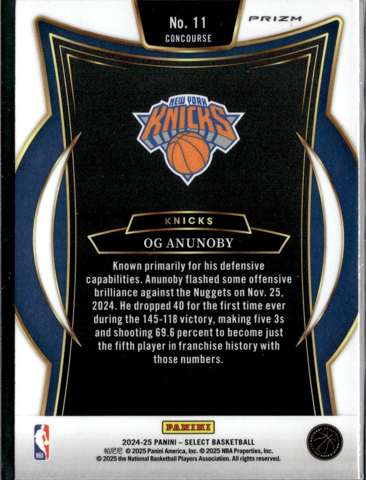 2024-25 Panini Select OG Anunoby Blue Prizm #11