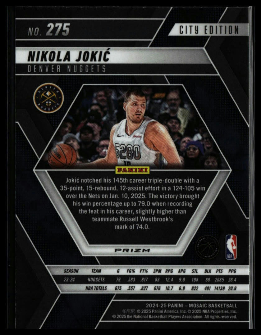 2024-25 Panini Mosaic Nikola Jokic Reactive Blue Mosaic #275