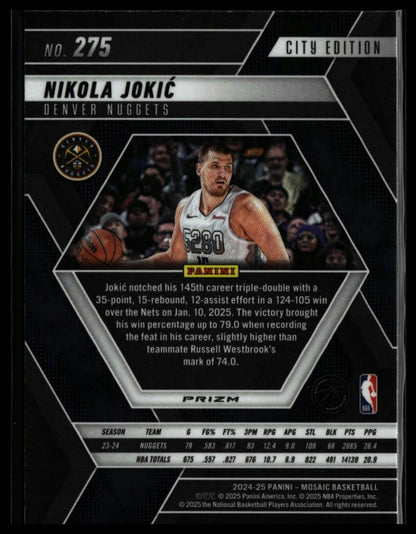 2024-25 Panini Mosaic Nikola Jokic Reactive Blue Mosaic #275
