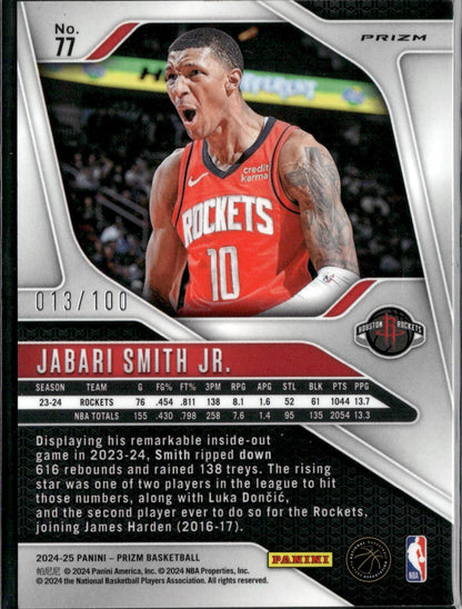 2024-25 Panini Prizm Jabari Smith Jr. Prizms Fast Break Red #/100 #77