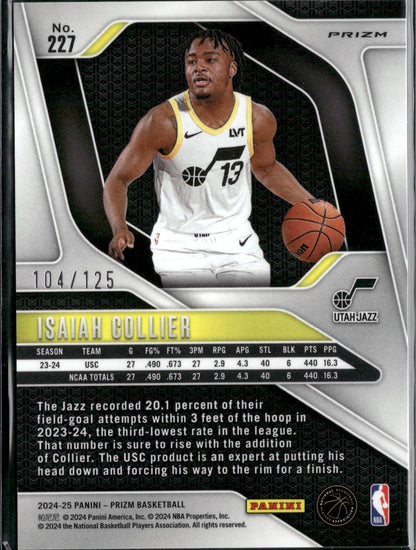2024-25 Panini Prizm Isaiah Collier Prizms Fast Break Orange #/125 #227