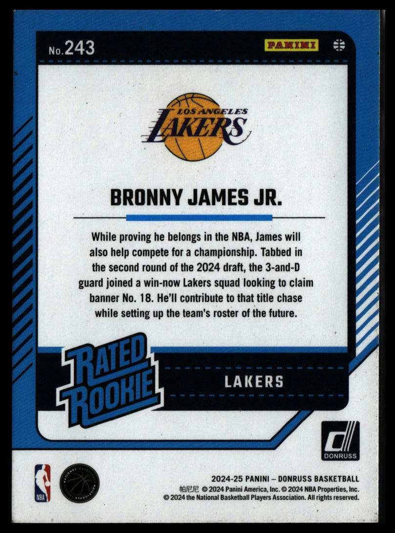 2024-25 Donruss Bronny James Jr. Rookie #243