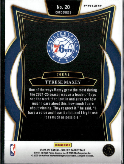 2024-25 Panini Select Tyrese Maxey Green White Purple Prizm #20