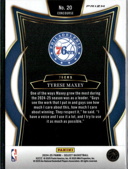 2024-25 Panini Select Tyrese Maxey Blue Prizm #20