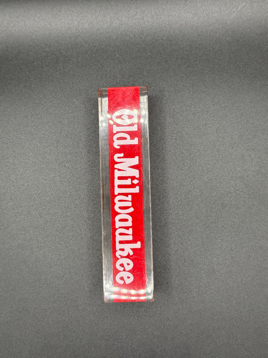 Vintage Red Old Milwaukee Lucite Acrylic 5” Draft Beer Tap Handle