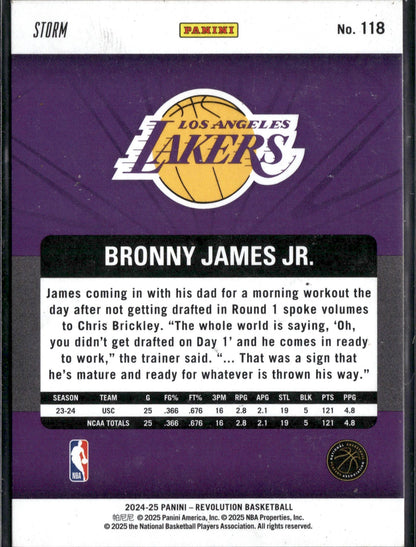 2024-25 Panini Revolution Bronny James Jr. Rookie Blue Storm #118