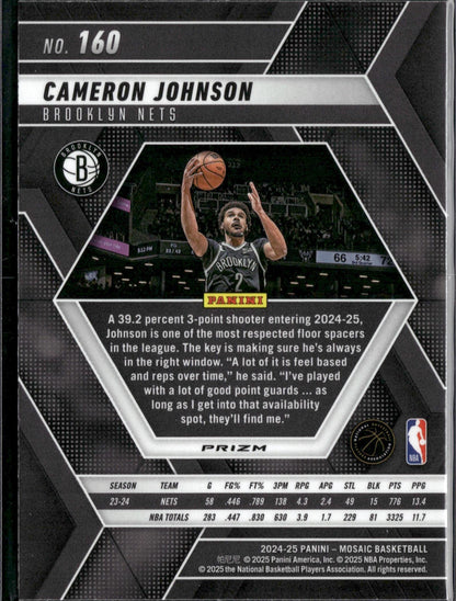 2024-25 Panini Mosaic Cameron Johnson Green Mosaic #160