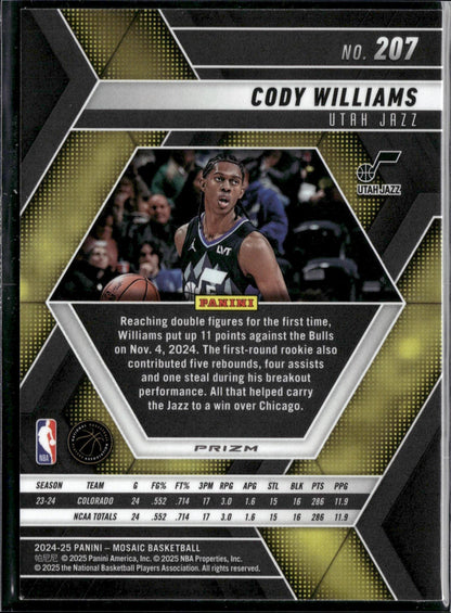 2024-25 Mosaic Cody Williams Rookie International Silver Scope Mosaic #207
