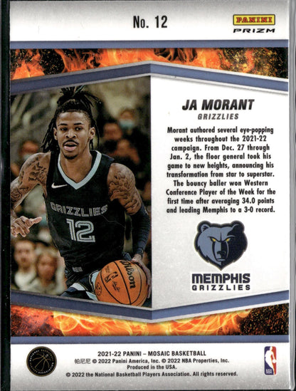 2021-22 Panini Mosaic Ja Morant Rising Stars Fast Break Silver #12