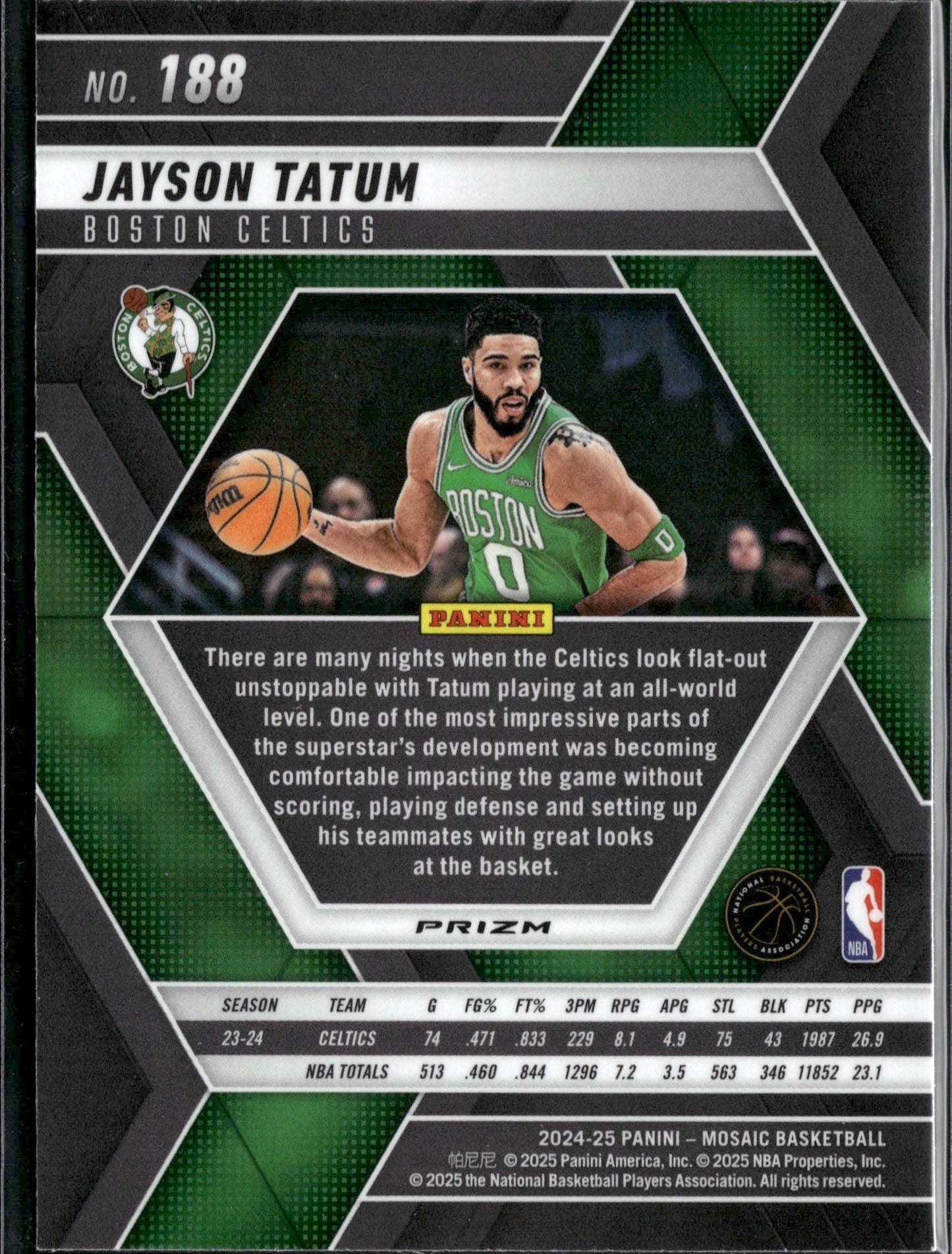 2024-25 Panini Mosaic Jayson Tatum Premium #188