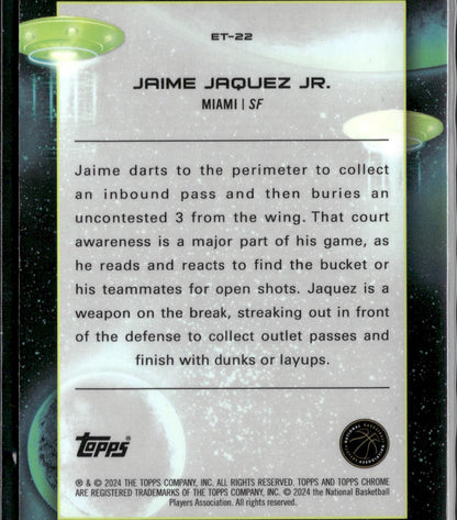 2023-24 Topps Chrome Cosmic Jaime Jaquez Jr. Extraterrestrial Talent #ET-22