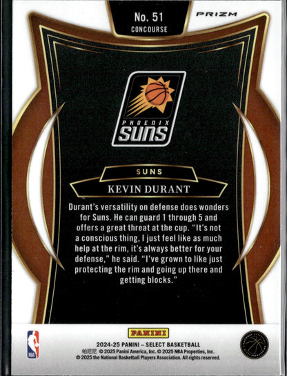 2024-25 Panini Select Kevin Durant Orange Flash Prizm #51