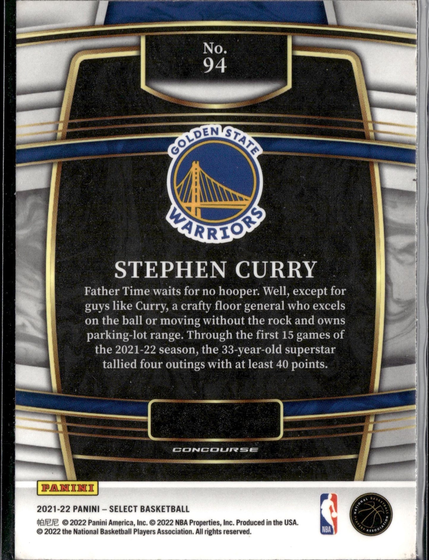 2021-22 Panini Select Stephen Curry Blue (Retail Base) #94