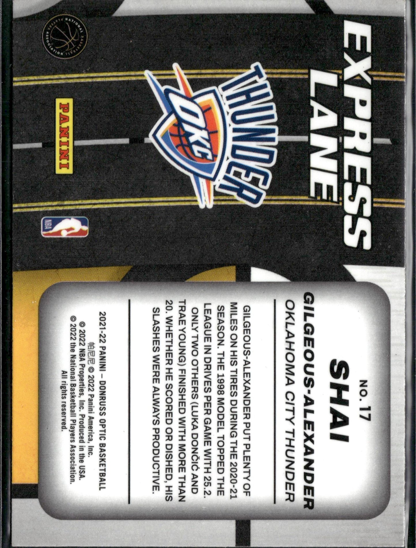 2021-22 Donruss Optic Shai Gilgeous-Alexander Express Lane #17 *READ*
