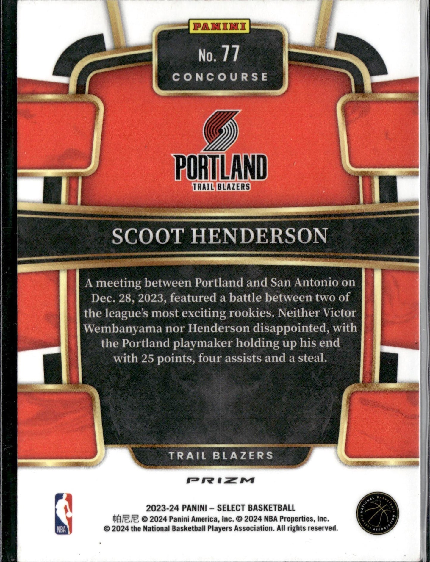 2023-24 Panini Select Scoot Henderson Rookie Blue (Retail Base) #77